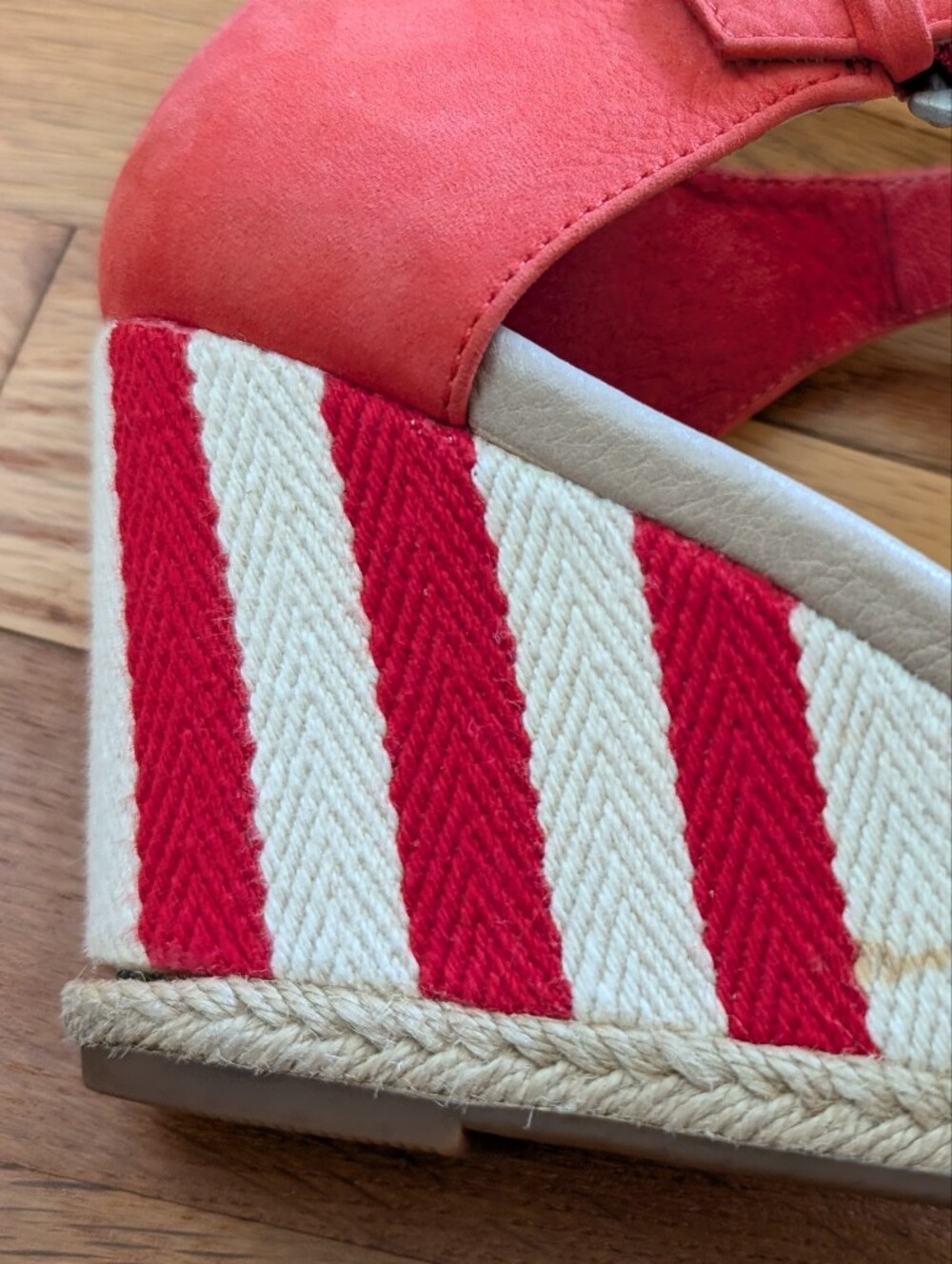 UGG Red Stripe Espadrille Wedge Sandals - Picture 8 of 8